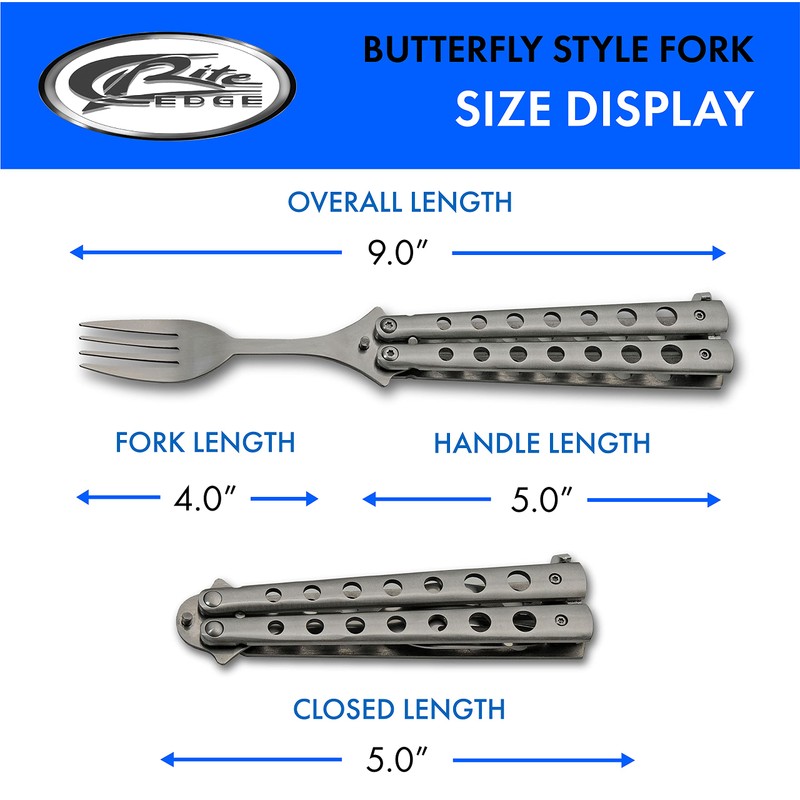 SZCO Supplies 9” Silver Finished Butterfly-Open Style Travel/Camping Fork (211520-SL)