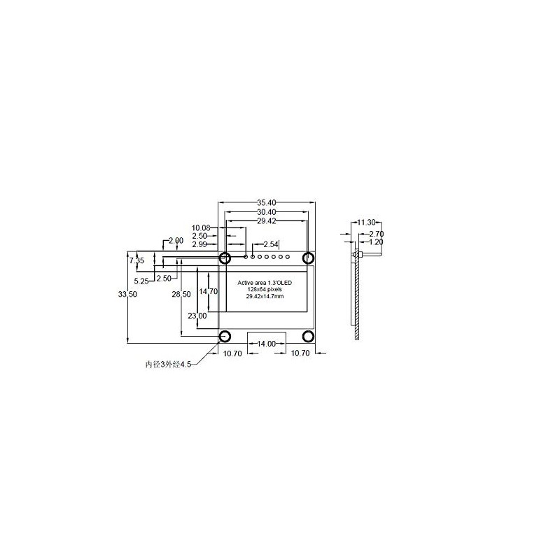 Hailege 1.3" SSH1106 IIC I2C OLED LCD Display 128x64 OLED