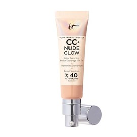 It Cosmetics CC Cream Nude Glow con Protector Solar FPS 40 + Suero Iluminador – Base con Niacinamida, Ácido Hialurónico, Rostro Radiante y Cobertura Natural, 32 ml