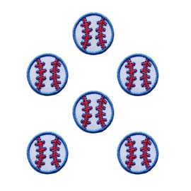 KLORIZ 6-Pack Baseball with Blue Border Embroidered Iron on Patch Sport Fabric Badge Accessories DIY