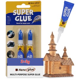3Gram x 2 Strong Super Glue All Purpose with Anticlog Cap. Super Fast&Strong Adhesive superglue,DIY Crafts,Shoe,Glass,Waterproof,Metal,Ceramic,Rubber,Super Glue for Wood,Stone(hencglue no.5)