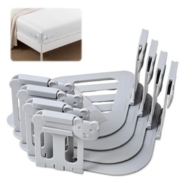 Tianher Bed Sheet Clips, 4 Pieces Fitted Sheet Clips With Lock Strips Foldable Removable Bedsheet Holder Mattress Corner Clip Anti Slip Design For Mattress Protectors Blankets Bedding (Grey)