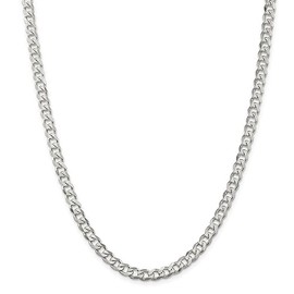 Necklace Real 925 Sterling Silver Filled Solid Unisex 6mm Curb Link Chain 75cm 30"