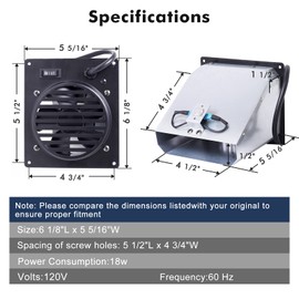 Hiorucet Replacement Vent-Free Wall Heater Fan, Vent Free Blower for Dyna-Glo, Mr. Heater, Whf100 Dyna-glo Heater Fan