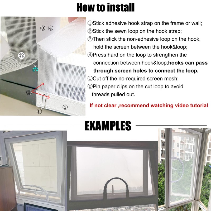 Mellroom Adjustable Window Screen Replacement kit with Zipper Opening, Fiberglass