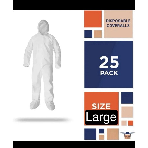 Unbranded Microporous COVERALLS WITH HOOD AND BOOTS, ELASTIC WRISTS*Pack Of