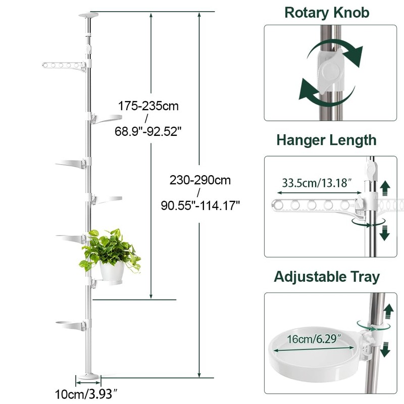 Hershii 7-Layer Tension Pole Plant Stand Indoor Decorative Display Rack