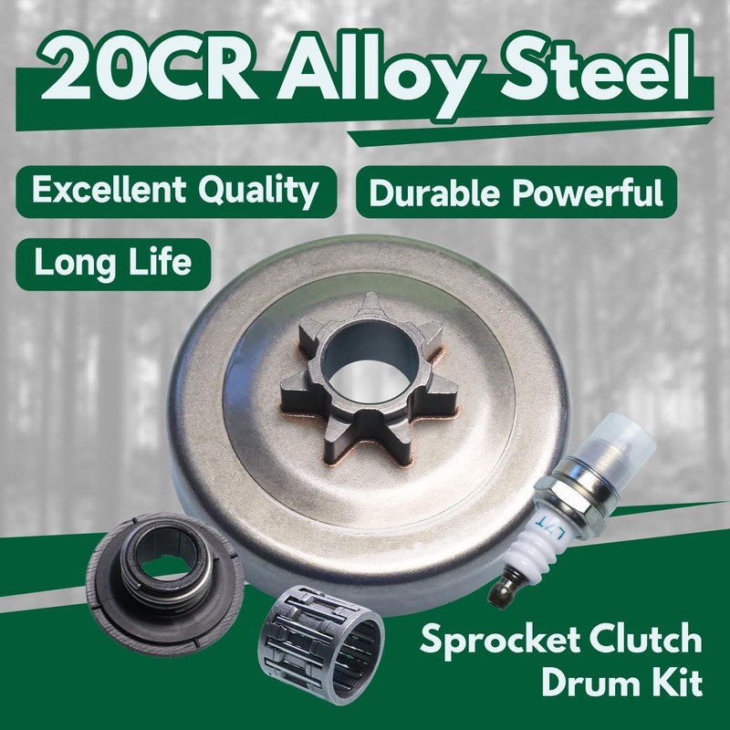 0.325" 7T Clutch Drum Sprocket Kit Worm Gear Needle Bearing