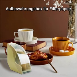 Coffee Filter Holder Storage Coffee Filter Paper Dispenser Box with Dustproof Cover Filter Bag Holder Cone Coffee Filter Storage Container (Green)