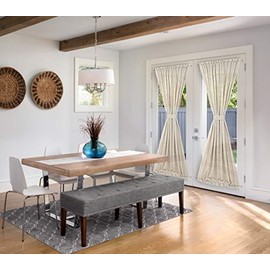 Shannon Door Panel w/ Tie Back | 52” W x 36” L | Natural | Semi Sheer & Light Filtering | Versatile Livingroom Curtains | Machine Washable | Tie Backs Hourglass Shape | Ricardo Trading