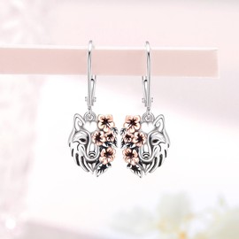 YAFEINI Wolf Earrings 925 Sterling Sliver Wolf Head Dangle Earrings Jewellery Gifts for Women