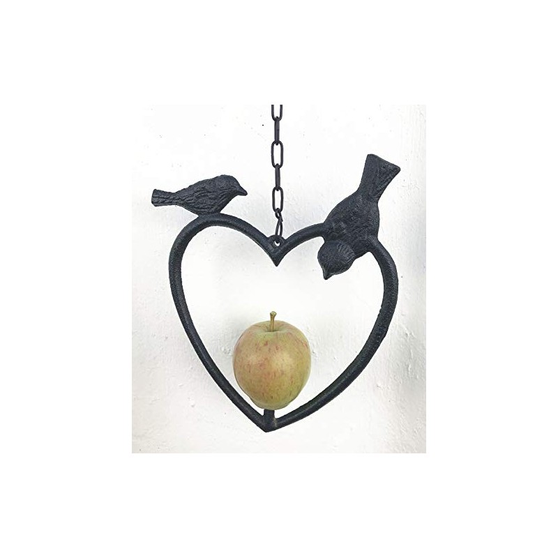 Spring life Cast Iron Heart Shape Wild Bird Hanging Fruit