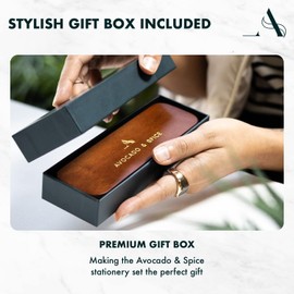 Fountain Pen and Roller Ball Pen Set by Avocado and Spice Gift Set (2 pcs) Brass/Sandalwood Premium Writing Pens Stationary Sets - Fountain Pens for Writing Pens for Women and Men Handwriting Pens