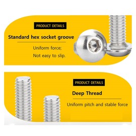 ANSIEDIO M5 Hex Socket Button Machine Screws Bolts, Stainless Steel Allen Bolts, M5×55mm,10 pcs