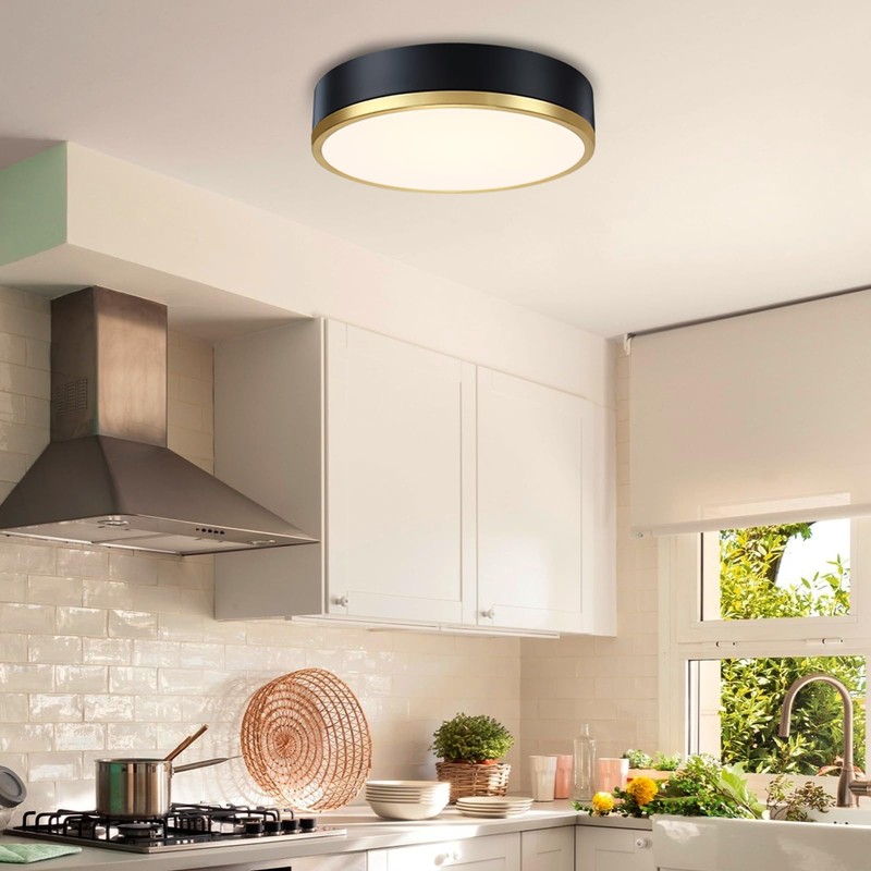 senroyal Flush Mount Ceiling Light Fixture, Black Gold LED Ceiling