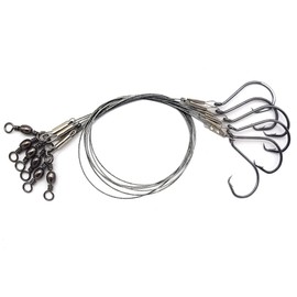 SENYUBBY 1#-8/0# Offset Octopus Hooks Rig, Fishing Wire Leader -Heavy Duty Stainless Steel Wire Line Leaders with Rolling Swivel and Barb Hooks, Fishing Lure Bait Rig Saltwater…