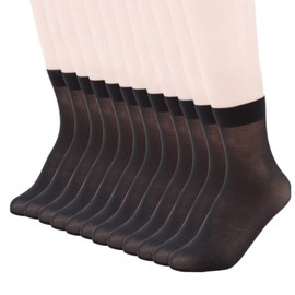 MANZI 12 Pairs Women's Ankle High Sheer Socks (12 Pairs Black)