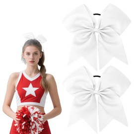 LAOTIDui 2Pcs Elastic Ponytail Holder,Hair Bows for Girls Softball,Cheerleading Hair Accessories 8 Inch Large Cheer Bows,Softball Hair Bow, Scrunchie, School Cheer Accessories Hair Tie for Teen