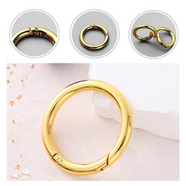 Wanfoou Pack of 40 Carabiner Round 28 mm, Round Carabiner Hooks Metal Small Carabiner Hooks O-Ring Carabiner Gold Spring Split Rings for Keys, Bags, Handbag and DIY Crafts (Golden)