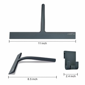 Shower Squeegee for Glass Doors, RICHMIRTH 11" Inch Width Silicone Rubber Blade Squeegee Window Cleaner Tool Squeegee for Shower Glass Doors Bathroom Mirror Car Window Tile - Gray