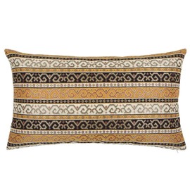 pillowerus Kilim Throw Pillow Covers Mustard Yellow and Black - 14 x 24 Inches Decorative Lumbar Pillows , Boho Room Decor for Couch , Bohemian Outdoor Case for Farmhouse , Ethnic Shams , Patio