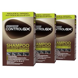 Just for Men Control GX Shampoo for Men, Colour & Hair Colour, Gradually Reducing Grey for a Natural Look (Pack of 3)