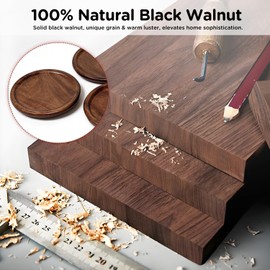 Coasters Set of 6, Wood Coasters for Drinks with Holder, Coaster for Tabletop Protection, Cup Mat for Hot or Cold Drinks, Non-Slip, Coffee Table Decor Ideal for Home Decor House (Black Walnut)