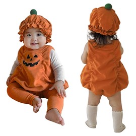 Icyrain Halloween Costume, Baby Pumpkin, Romper, Girls, Boys, Coverall, Cosplay Costume, Baby Onesie, Event, Newborn, With Hat Commemorative Photo (Pumpkin, 80cm)