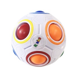 Rubik's Cube Rainbow Ball Color Matching Puzzle, Fun Addictive Educational Toy Gift for Adults & 4+ Kids, Develop Hands-On, Memory, Critical Thinking & Problem Solving Skills (White)