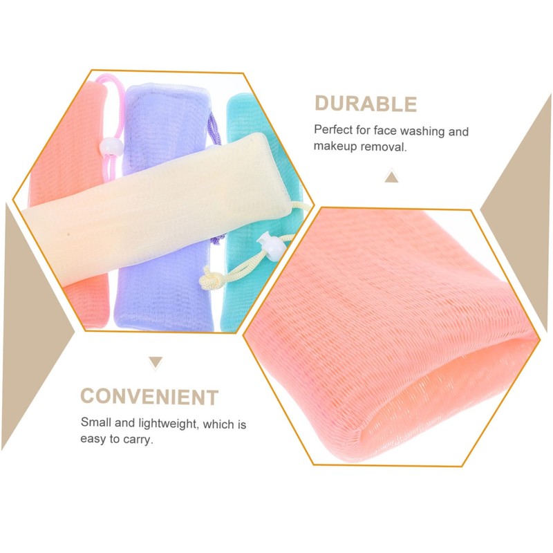 FOMIYES Bathroom Must-Have 4 Pack Soap Foaming Pouches Drawstring Mesh