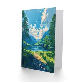 Artery8 Greeting Card Lake District Windermere Acrylic Landscape Summer Blank For Him Or Her Art Birthday Card