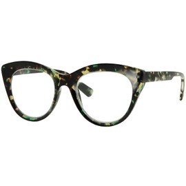 Kikisto over size Vintage Classic cateye reading glasses Bold Cat Eye Frame fashion CVST1523R (Green Tortoise, 2.5, multiplier_x)