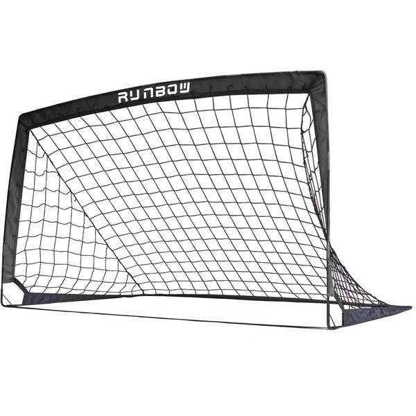 RUNBOW 5x3 ft Portable Kids Soccer Goal for Backyard Small Children Practice Soccer Net with Carry Bag (5x3ft, Black, 1 Pack)