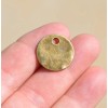 Antique Brass Wavy Circle Charm, Bronze Tone Disc Stamping Blank