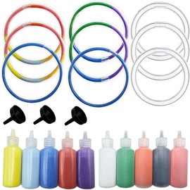 Yayatty 63 PCS Sand Art Kits, Sand Art Crafts Set, 50 PCS Sand Art Bracelets with 10 Bottles 35g Colored Sand, 3 PCS Small Funnel for DIY Bracelets, Party Favors Supplies