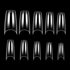 Makartt French Nail Tips, 500pcs Half Cover False nail Tips Press on Nails Acrylic Nail Tips 10 Sizes (Half Cover Clear 02)