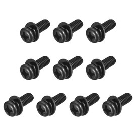 uxcell M6 x 16mm Carbon Steel Phillips Pan Head Machine Screws Bolts Combine with Spring Washer and Plain Washers 10pcs