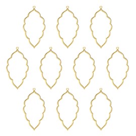 M METERXITY 10-Pack Open Bezels for Resin, Leaf Shape Open Back Bezel Pendants for Resin Jewelry Making/DIY Earrings Necklace, Alloy Hollow Frame Pendants [Gold Tone]