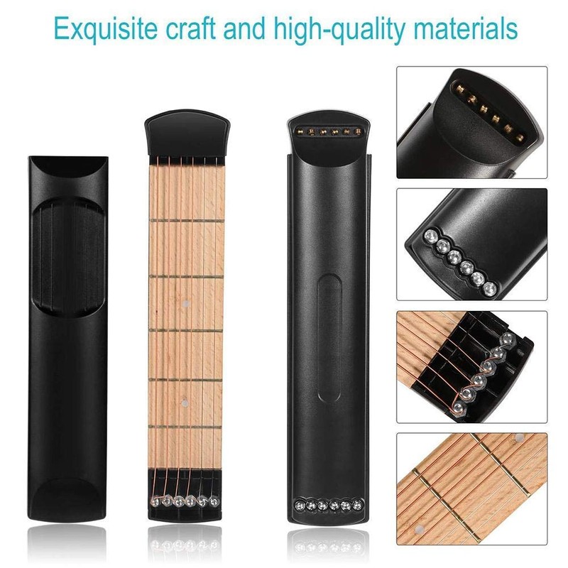 Guitar Practice, Pocket Guitar, 6 Fret, Convenient for Beginners, Anti-Interference,