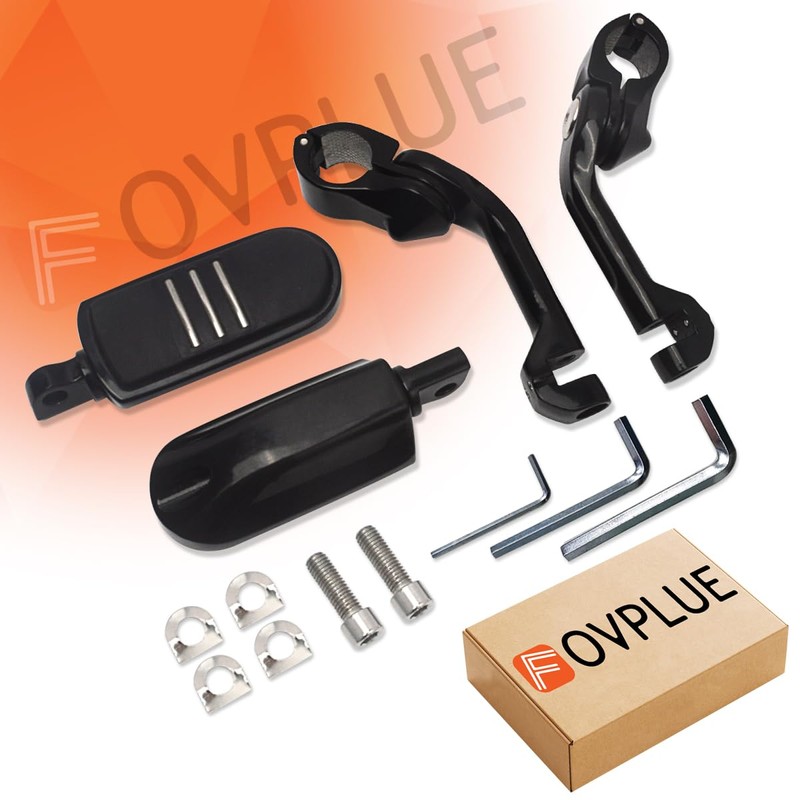 FOVPLUE 1.25" Highway Footpegs,Long Angled Adjustable Highway Pegs w/Mounts for