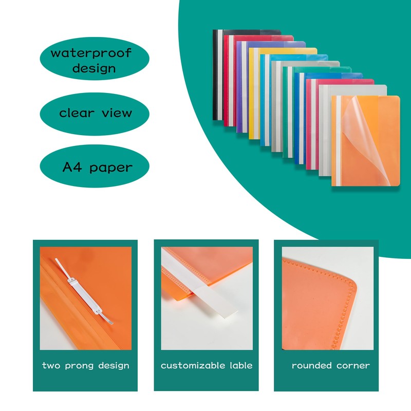 AUTUUCKEE 12 Pcs A4 Document Folder, Modern Plastic Folders with