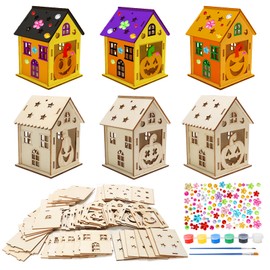 Fennoral 14 Pack Wooden Gingerbread House Craft Kit for Kids Make You Own 3D Gingerbread Man House Kit DIY Christmas Arts and Crafts for Chirstmas Party Supplies Christmas Table Decoration