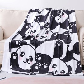 Jurllyshe Panda Blanket, Flannel Fleece Plush Blanket, Soft Warm Cute Pandas Blanket Panda Gifts for Women Kids Four Seasons (Cute Panda, 60 x 80 Inch)