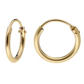 trendor 15169 Women's Creole Earrings 333/8 Carat Gold Width 1.3 mm Diameter 11 mm, Yellow Gold