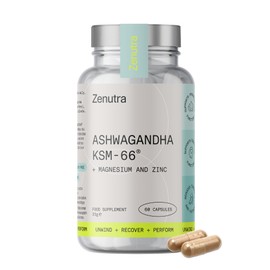 Zenutra Ashwagandha KSM-66® 600mg High Strength Root Extract | Stress, Mood & Sleep Support | Magnesium & Zinc | Reduces Fatigue | Vegan Friendly | 60 Capsules