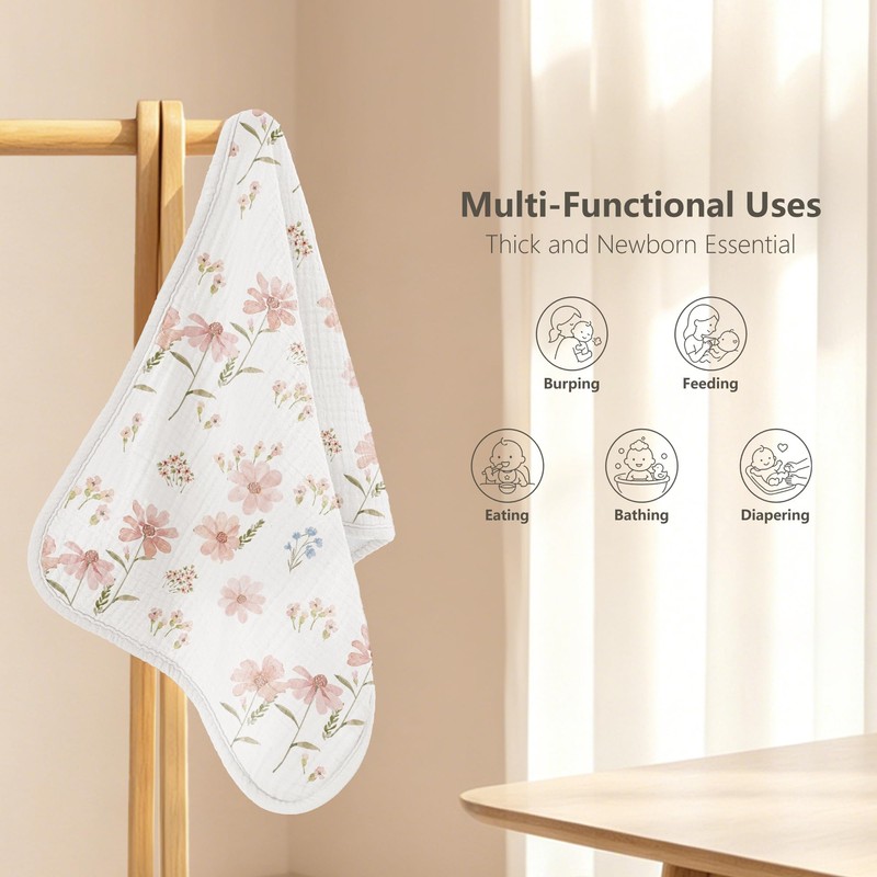 Susurration Muslin Burp Cloths, Soft Baby Burping Cloths for Unisex