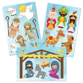 Glassboard Studio Christmas Holiday Vinyl Sticker Decal Decorations, Fun for Kids and Parties, 12 x 18 inch Sheet, for Walls, Windows, Doors, Laptops, Waterbottles (Nativity Full Set - 3 Sheets)