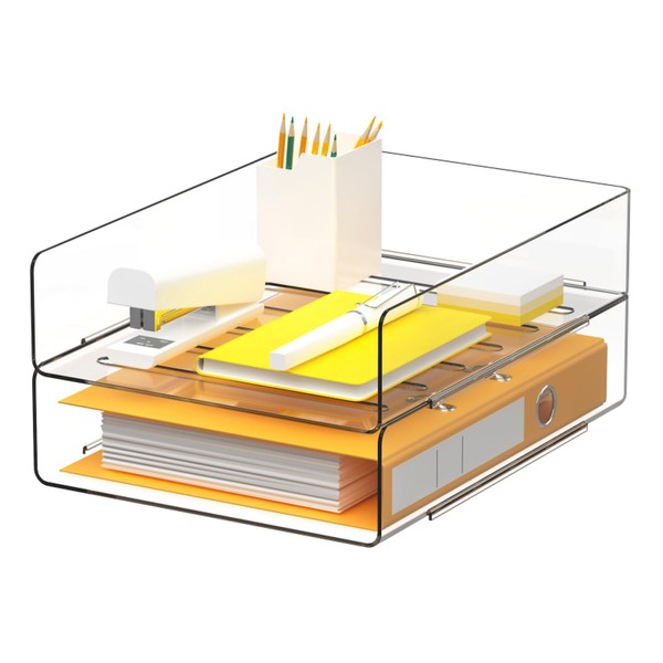 Gawerk Clear Desk Organizer,Stackable Desk Paper Letter Tray Organizer Office