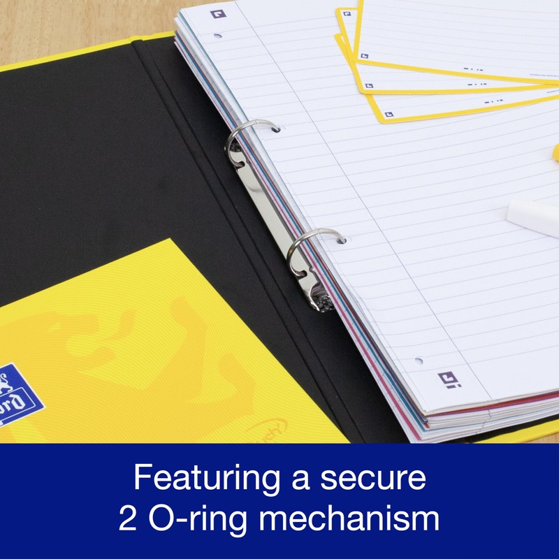 Oxford Premium A4 Ring Binder, Yellow Single Folder, 25mm Capacity
