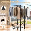 Portable Foldable Clothes Drying Rack - Adjustable Double Extendable Rods